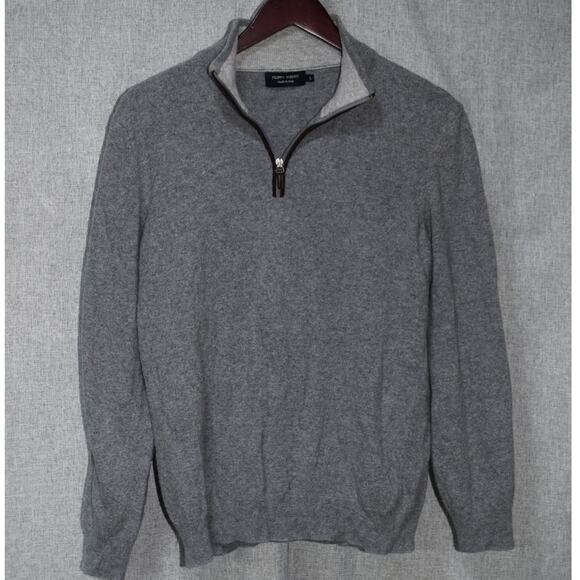 Filippo Riberti 1/4 Zip Merino Wool Blend Pullover Sweater Gray Mens Large - Picture 1 of 3